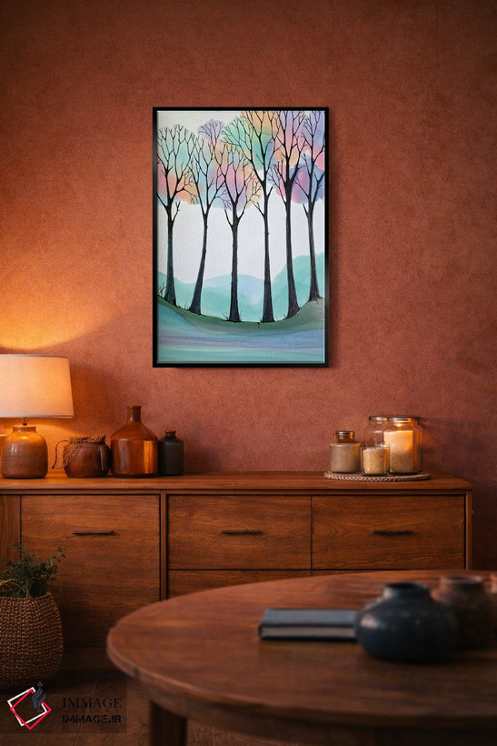 تابلو مدرن چشم انداز درختان اثر یان متیو - D6B