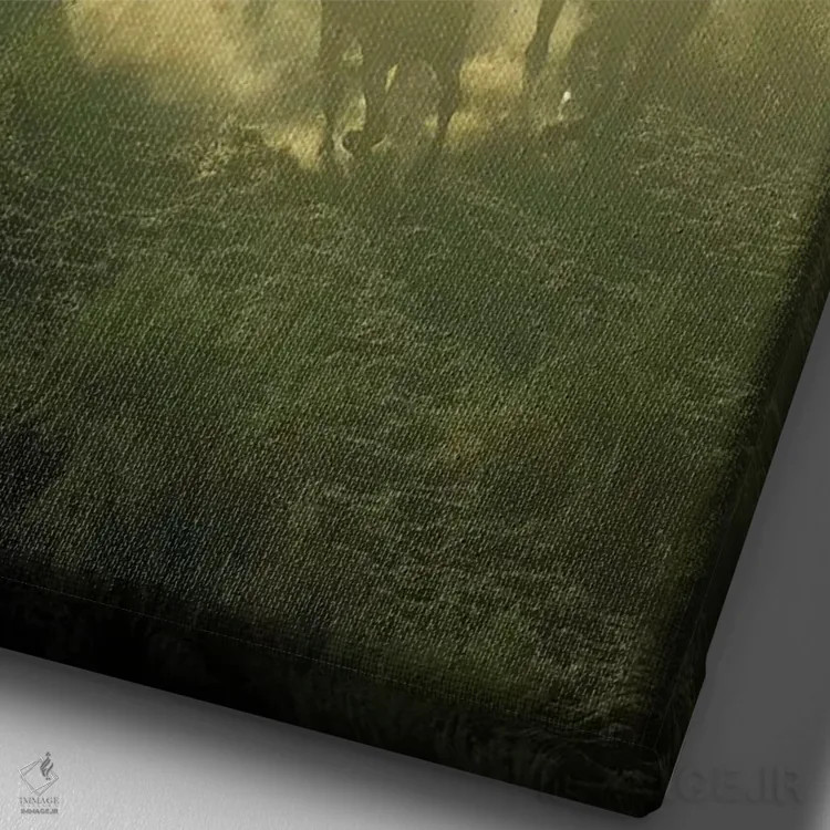 تابلو دکوراتیو تاخت وتاز اثر جیمیز - نمای نزدیک بافت بوم