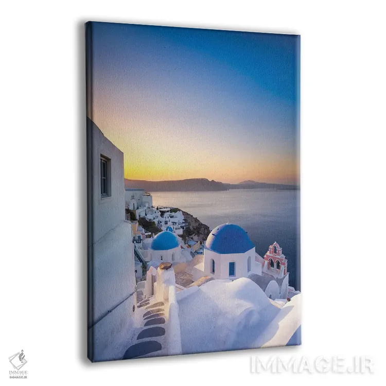تابلو دکوراتیو Santorini, Greece,طلوع خورشید بر فراز بام های آبی اویا، سانتوری… اثر یان بکه - نمای پرسپکتیو محصول