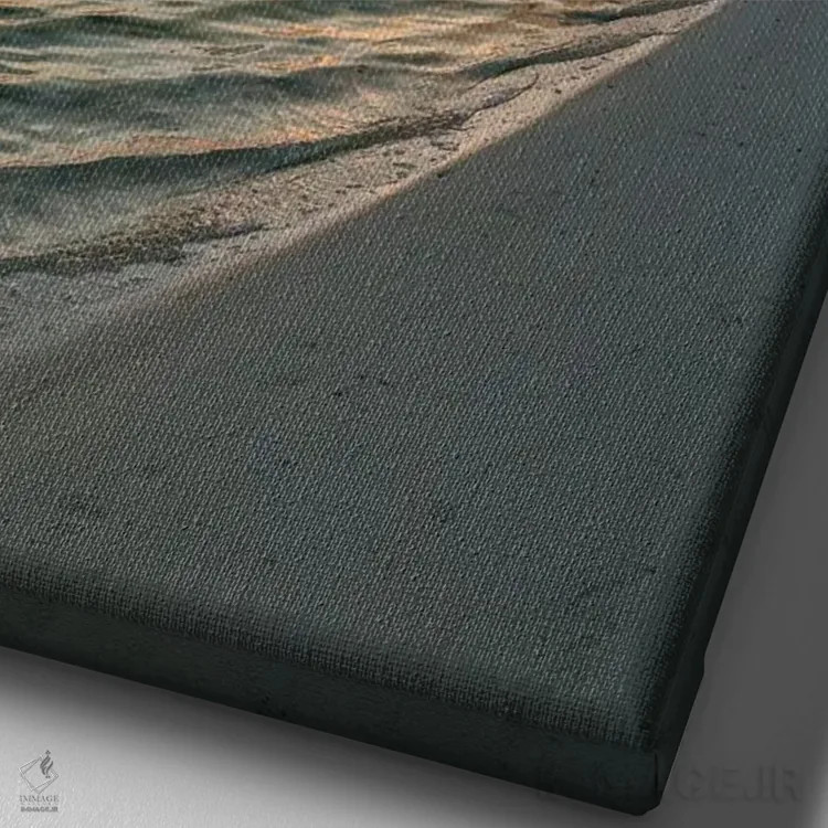 تابلو دکوراتیو غروب آفتاب در ساحل اثر یان بکه - نمای نزدیک بافت بوم