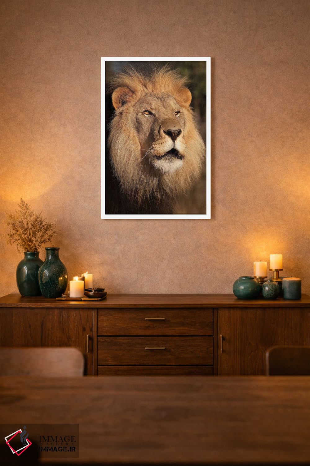 تابلو دکوراتیو شیر در غروب اثر جیمیز - D1W