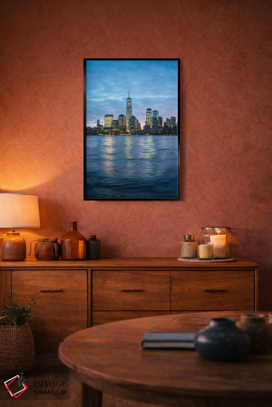 تابلو دکوراتیو New York City, Usa,مرکز تجارت جهانی وان و آسمان نمای منهتن اثر یان بکه - D5B
