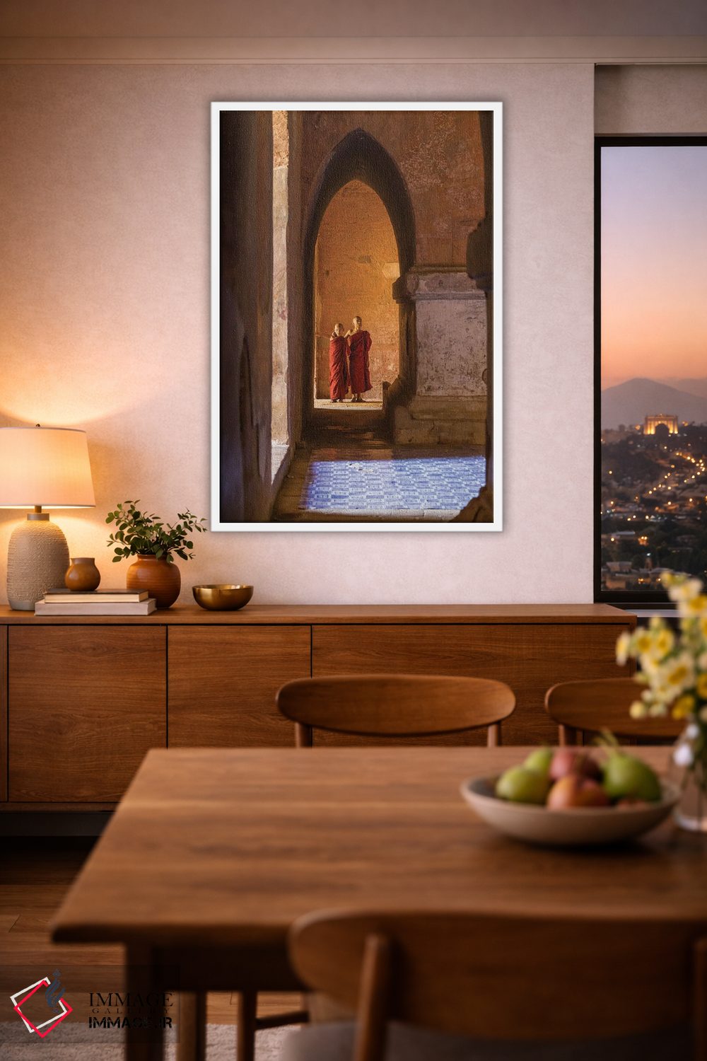 تابلو دکوراتیو Bagan, Myanmar,دو راهب نوجوان مبتدی در معبدی قدیمی، باگان، میان… اثر یان بکه - D1W