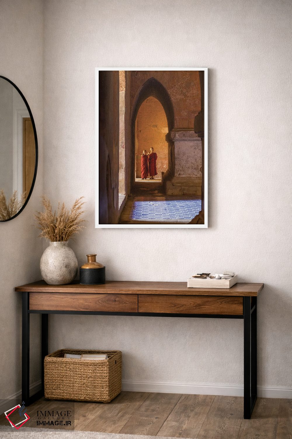 تابلو دکوراتیو Bagan, Myanmar,دو راهب نوجوان مبتدی در معبدی قدیمی، باگان، میان… اثر یان بکه - D3W