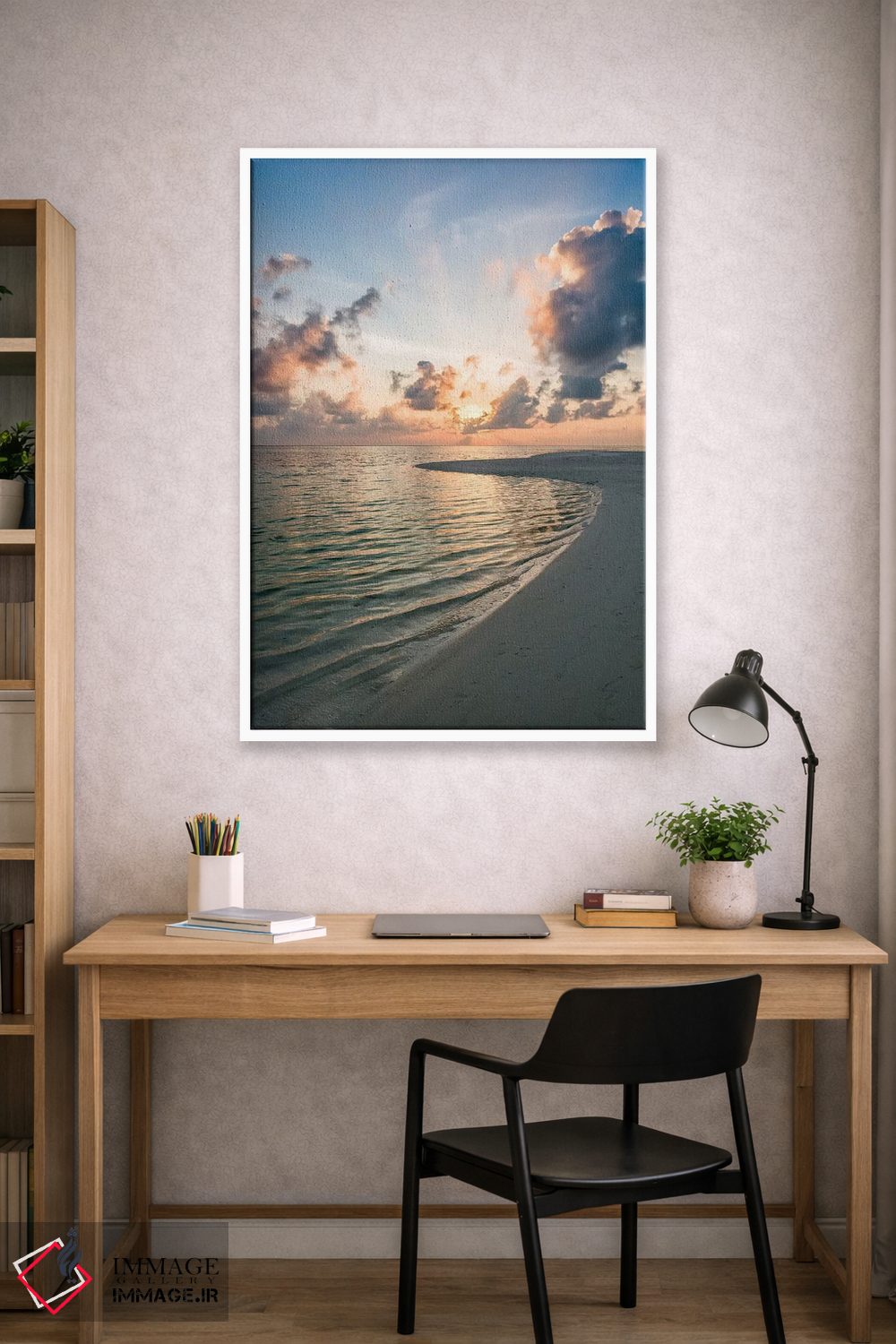 تابلو دکوراتیو غروب آفتاب در ساحل اثر یان بکه - D1W