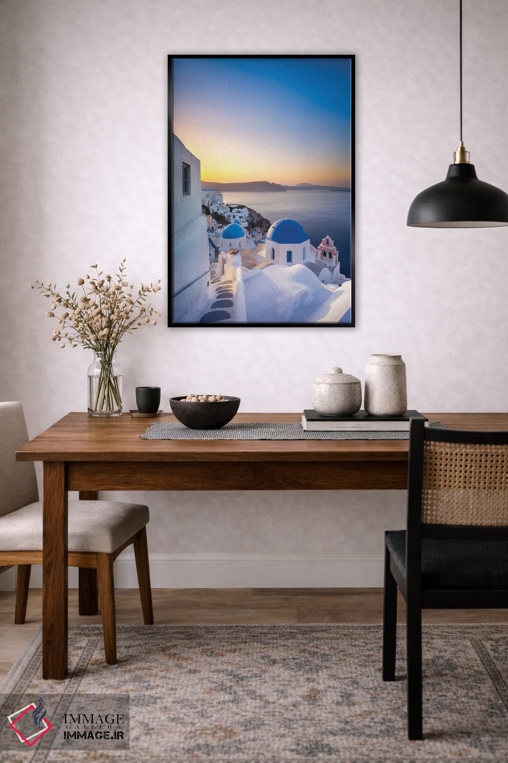 تابلو دکوراتیو Santorini, Greece,طلوع خورشید بر فراز بام های آبی اویا، سانتوری… اثر یان بکه - D4B
