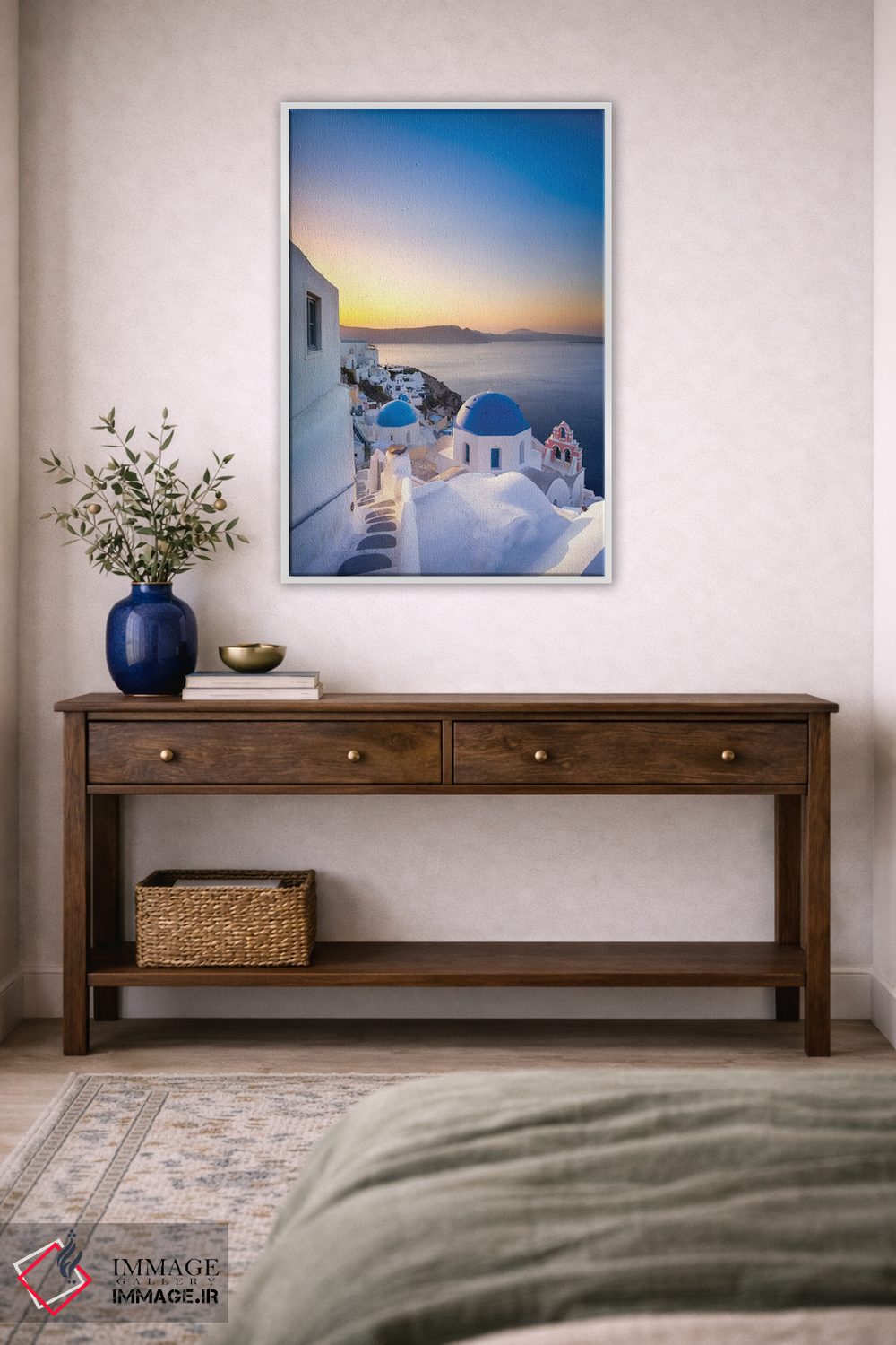 تابلو دکوراتیو Santorini, Greece,طلوع خورشید بر فراز بام های آبی اویا، سانتوری… اثر یان بکه - D3W