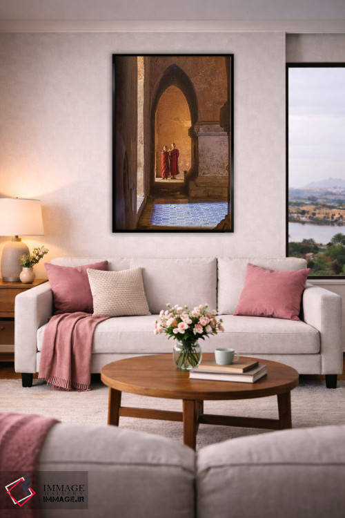 تابلو دکوراتیو Bagan, Myanmar,دو راهب نوجوان مبتدی در معبدی قدیمی، باگان، میان… اثر یان بکه - D5B