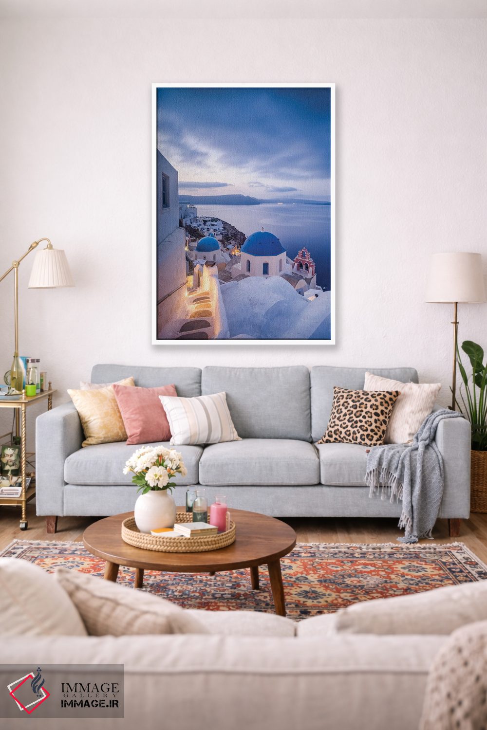 تابلو دکوراتیو Santorini, Greece,شهر اویا هنگام غروب، سانتورینی، یونان اثر یان بکه - D1W