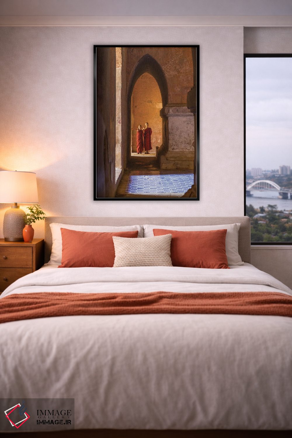 تابلو دکوراتیو Bagan, Myanmar,دو راهب نوجوان مبتدی در معبدی قدیمی، باگان، میان… اثر یان بکه - D6B