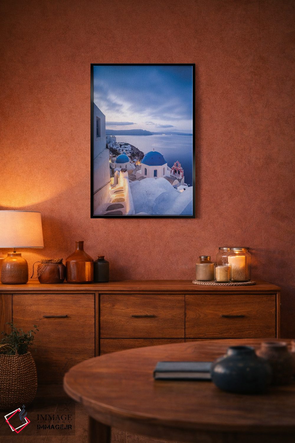 تابلو دکوراتیو Santorini, Greece,شهر اویا هنگام غروب، سانتورینی، یونان اثر یان بکه - D5B