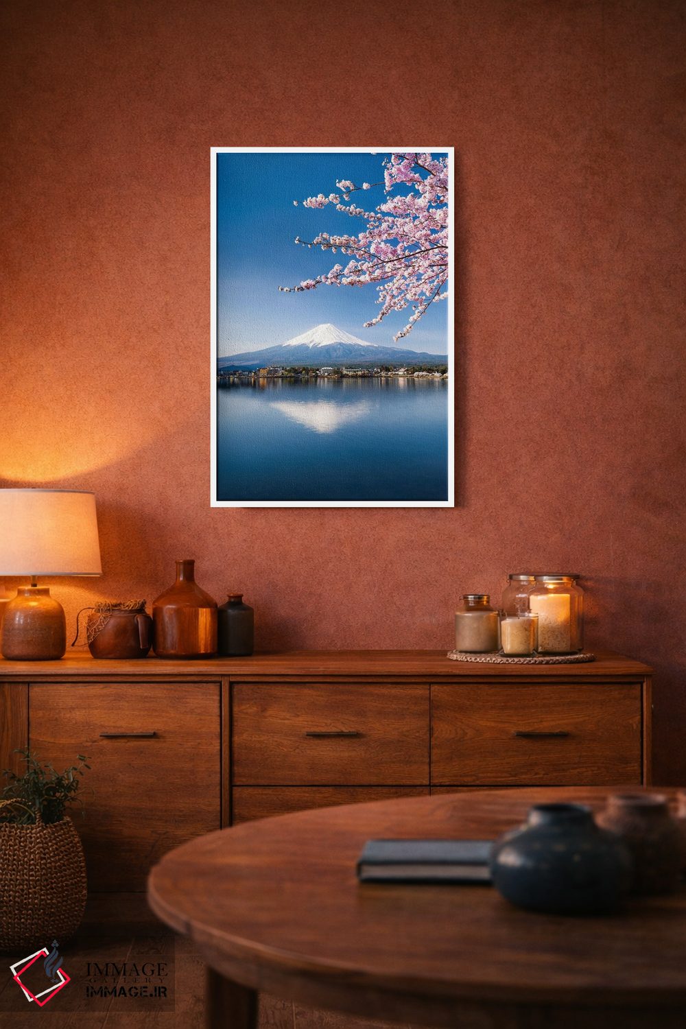 تابلو دکوراتیو Japan,شکوفه گیلاس و کوه فوجی در دریاچه کاواگوچیکو، ژاپن اثر یان بکه - D2W