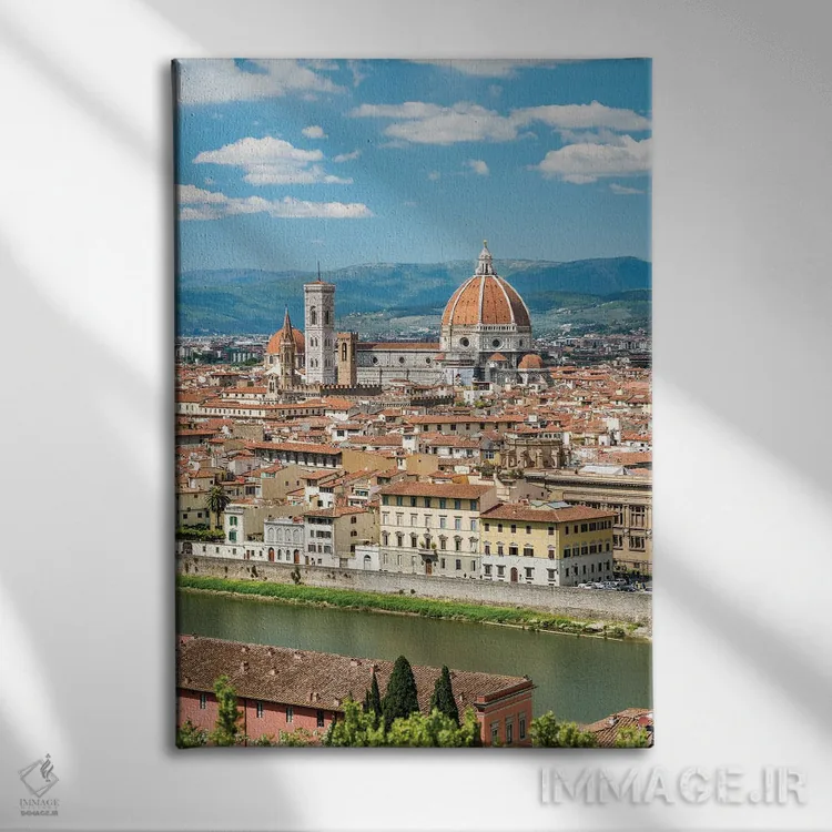 تابلو دکوراتیو Tuscany, Italy,شهر فلورانس در امتداد رود آرنو، توسکانی، ایتالیا اثر یان بکه - نمای روبهرو روی دیوار