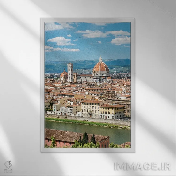 تابلو دکوراتیو Tuscany, Italy,شهر فلورانس در امتداد رود آرنو، توسکانی، ایتالیا اثر یان بکه - نمای قابدار سفید
