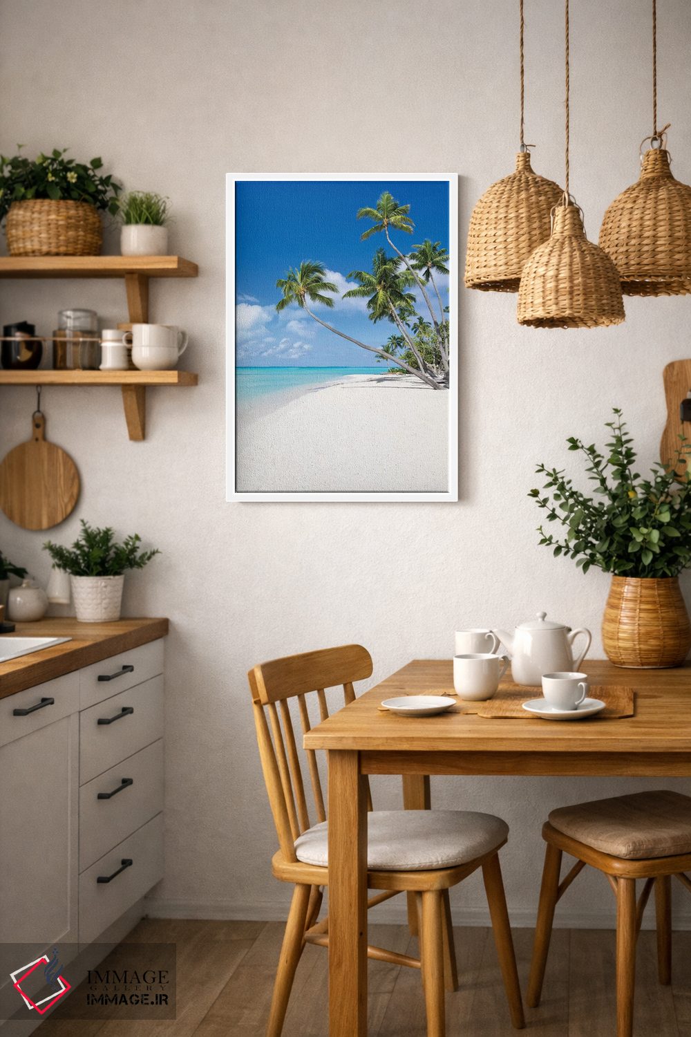 تابلو دکوراتیو درختان نارگیل در ساحل بورا بورا اثر یان بکه - D4W