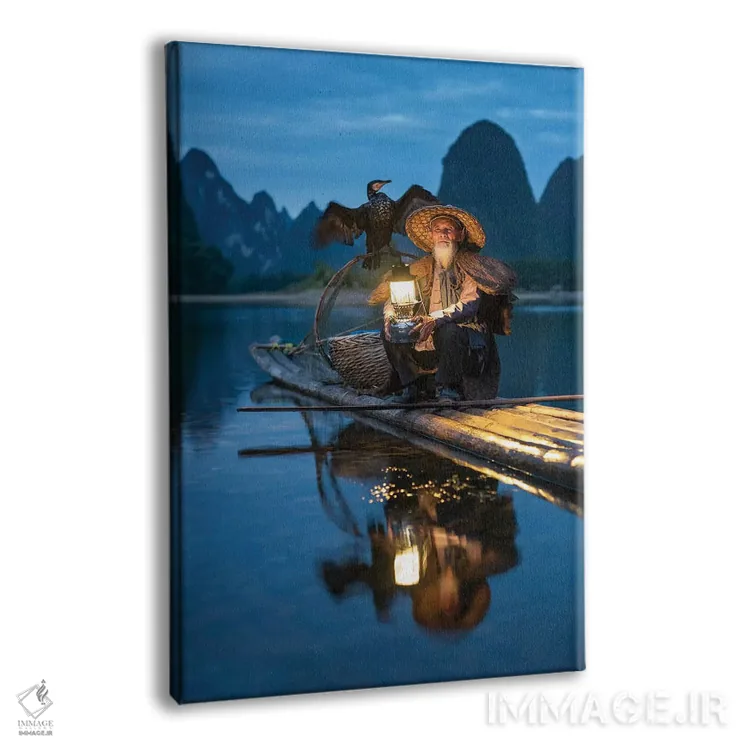 تابلو دکوراتیو Guilin,ماهیگیر کوموران چینی، گویلین اثر یان بکه - نمای پرسپکتیو محصول