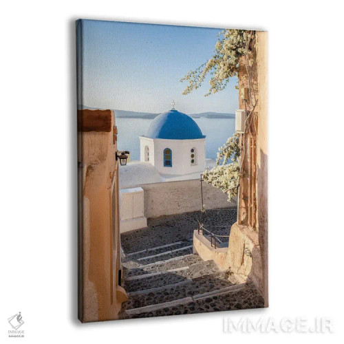 تابلو دکوراتیو Greece,کلیسای گنبد آبی در اویا، سانتورینی، یونان اثر یان بکه - نمای پرسپکتیو محصول