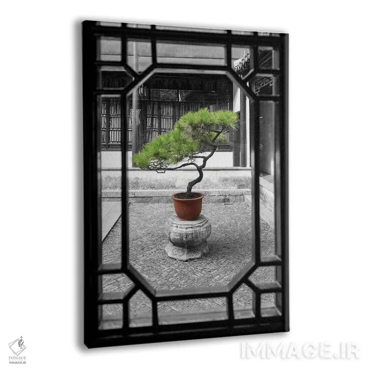 تابلو دکوراتیو درخت بونسای کاج به عنوان باغ اثر یان بکه - نمای پرسپکتیو محصول