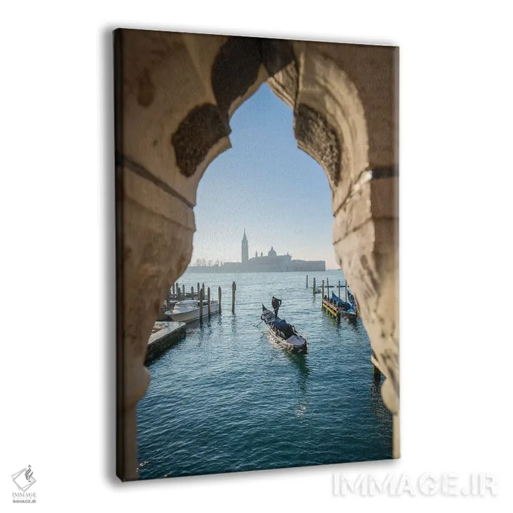 تابلو دکوراتیو Venice, Italy,جزیره سن جورجو ماجوره و گوندولا دیده شده از پل آه… اثر یان بکه - نمای پرسپکتیو محصول