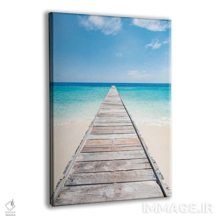 تابلو دکوراتیو اسکله چوبی در ساحل مالدیو اثر یان بکه - نمای پرسپکتیو محصول