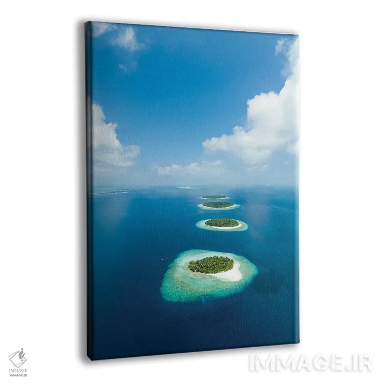 تابلو دکوراتیو نمای هوایی از آتول با در مالدیو اثر یان بکه - نمای پرسپکتیو محصول