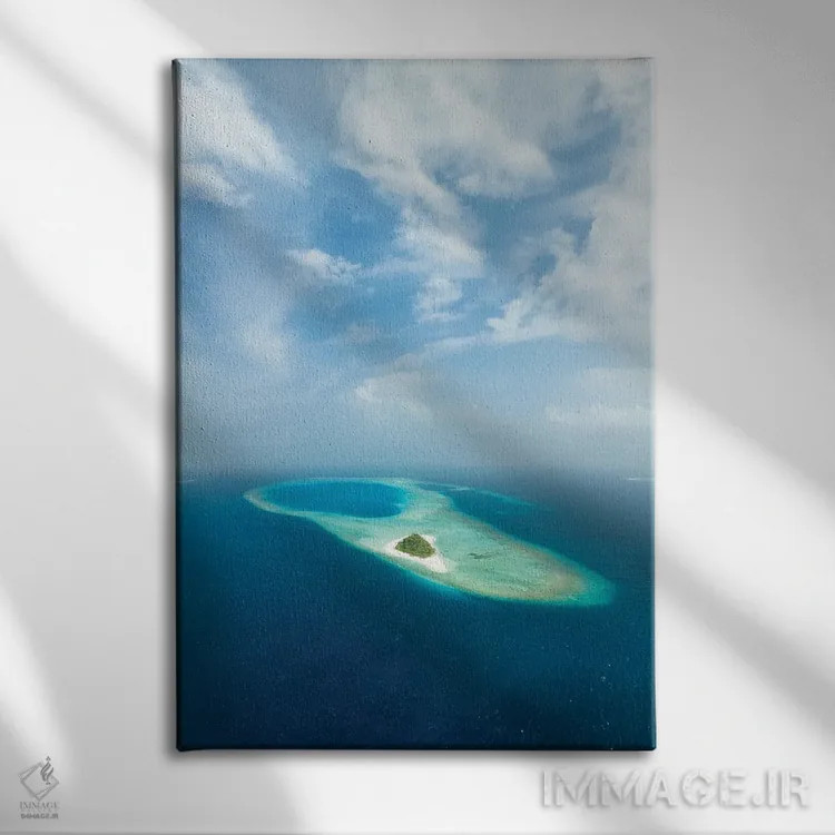 تابلو دکوراتیو Baa Atoll, Maldives,نمای هوایی از خلیج حنیفارو، آتول با، مالدیو اثر یان بکه - نمای روبهرو روی دیوار