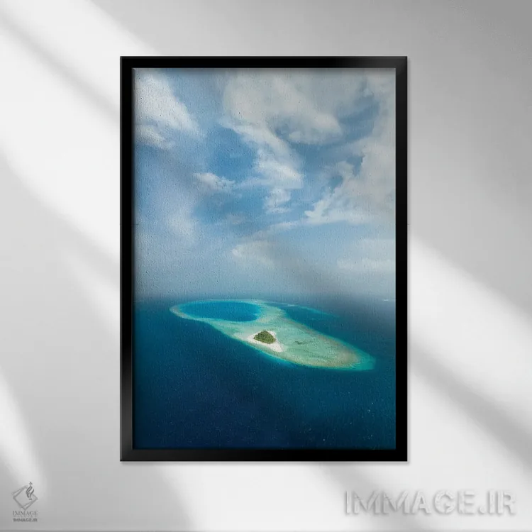 تابلو دکوراتیو Baa Atoll, Maldives,نمای هوایی از خلیج حنیفارو، آتول با، مالدیو اثر یان بکه - نمای قابدار مشکی