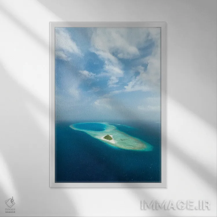تابلو دکوراتیو Baa Atoll, Maldives,نمای هوایی از خلیج حنیفارو، آتول با، مالدیو اثر یان بکه - نمای قابدار سفید