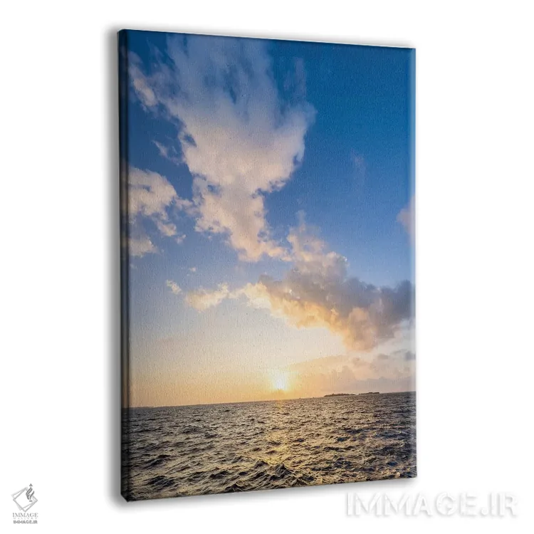 تابلو دکوراتیو ابرهای دراماتیک هنگام غروب خورشید در مالدیو اثر یان بکه - نمای پرسپکتیو محصول