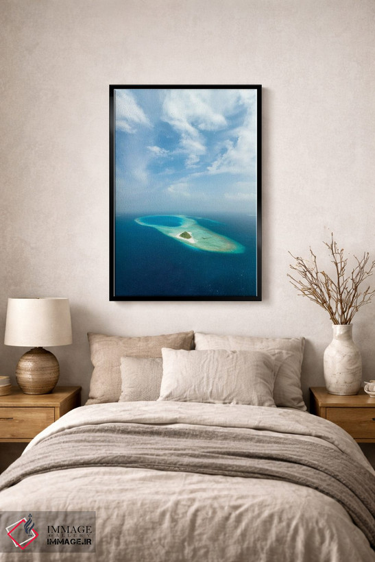 تابلو دکوراتیو Baa Atoll, Maldives,نمای هوایی از خلیج حنیفارو، آتول با، مالدیو اثر یان بکه - D1B