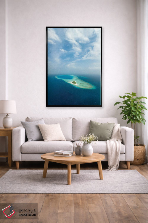 تابلو دکوراتیو Baa Atoll, Maldives,نمای هوایی از خلیج حنیفارو، آتول با، مالدیو اثر یان بکه - D2B