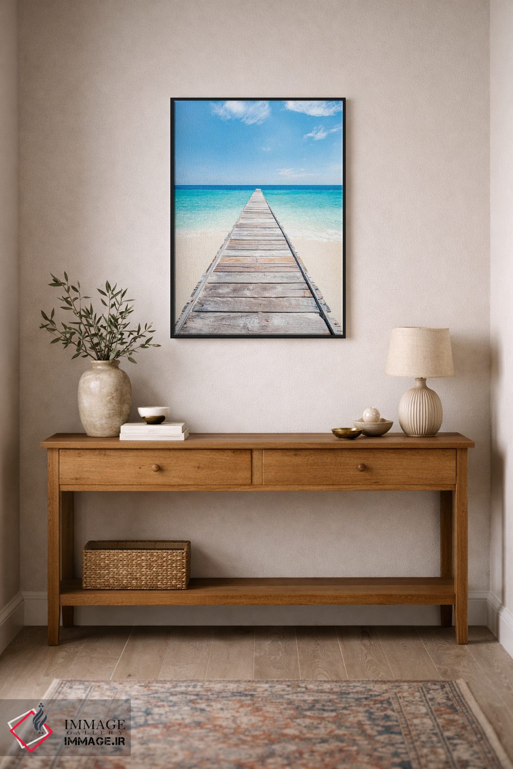 تابلو دکوراتیو اسکله چوبی در ساحل مالدیو اثر یان بکه - D1B