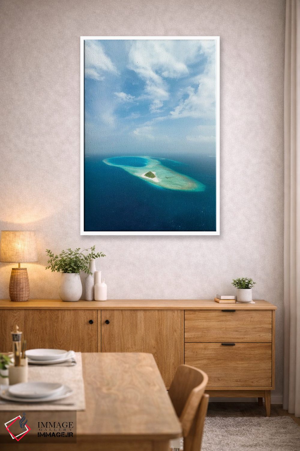 تابلو دکوراتیو Baa Atoll, Maldives,نمای هوایی از خلیج حنیفارو، آتول با، مالدیو اثر یان بکه - D4W
