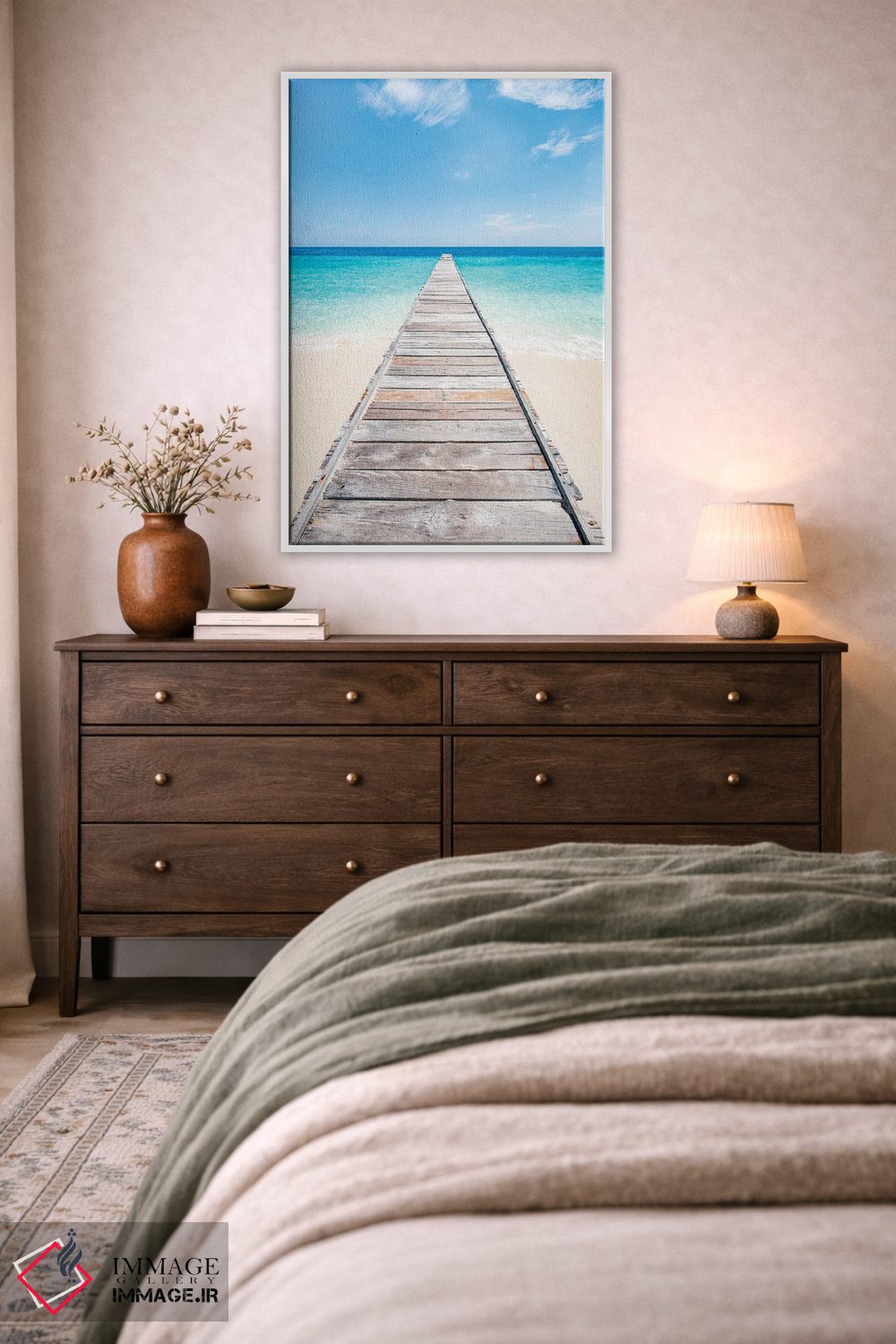 تابلو دکوراتیو اسکله چوبی در ساحل مالدیو اثر یان بکه - D3W