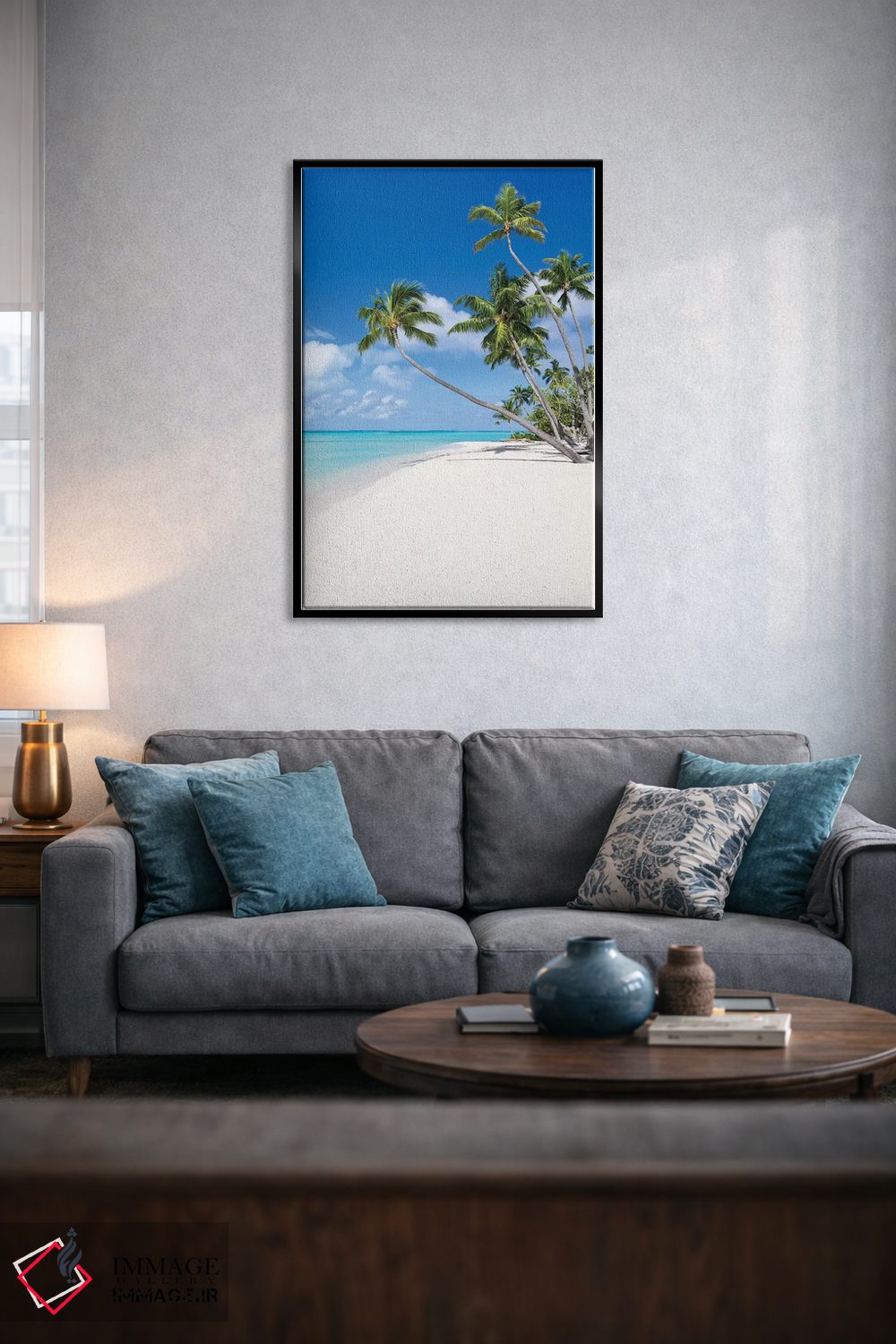 تابلو دکوراتیو درختان نارگیل در ساحل بورا بورا اثر یان بکه - D6B