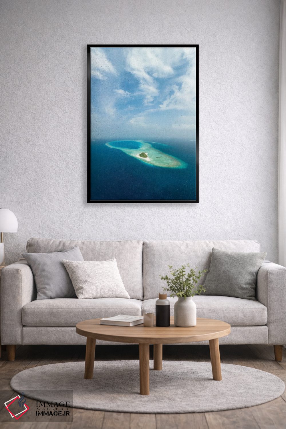 تابلو دکوراتیو Baa Atoll, Maldives,نمای هوایی از خلیج حنیفارو، آتول با، مالدیو اثر یان بکه - D5B