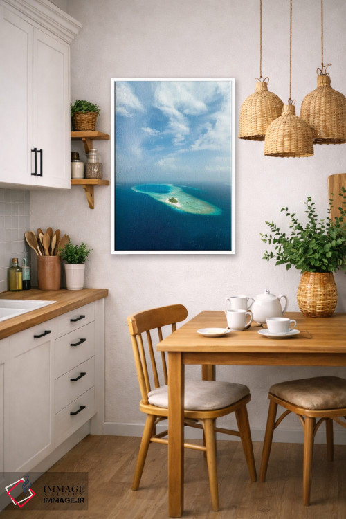 تابلو دکوراتیو Baa Atoll, Maldives,نمای هوایی از خلیج حنیفارو، آتول با، مالدیو اثر یان بکه - D6W