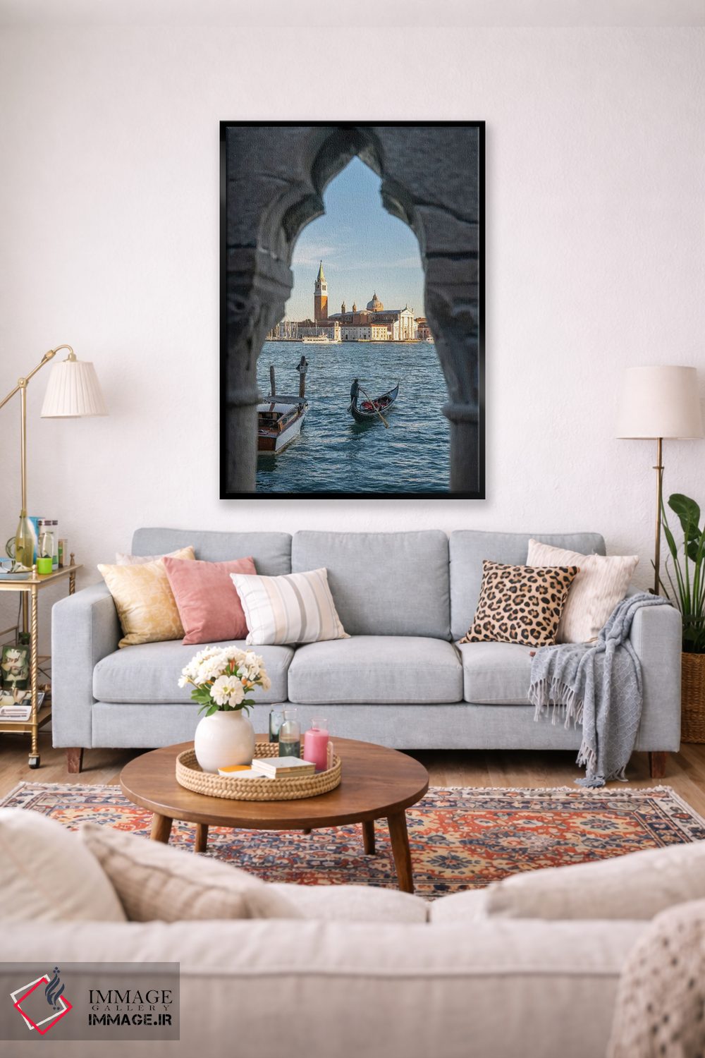 تابلو دکوراتیو Venice, Italy,نمای سن جورجو ماجوره و گوندولا، ونیز، ایتالیا اثر یان بکه - D1B