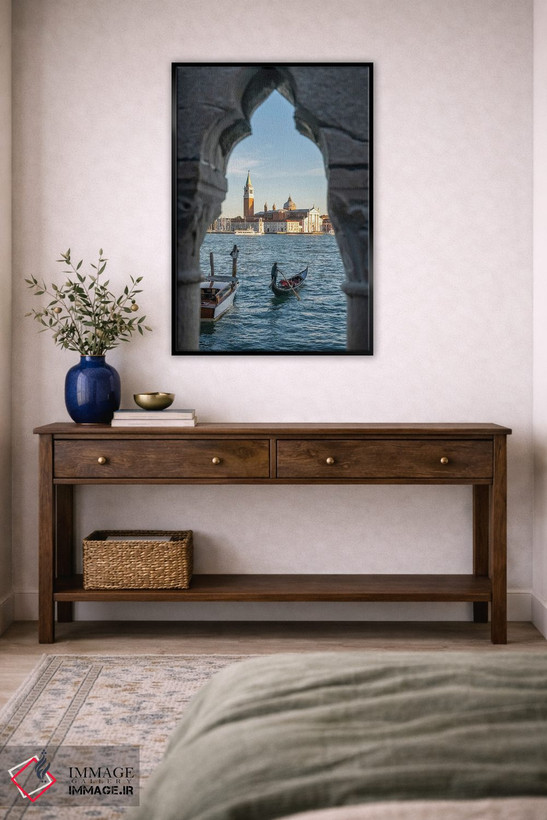 تابلو دکوراتیو Venice, Italy,نمای سن جورجو ماجوره و گوندولا، ونیز، ایتالیا اثر یان بکه - D5B