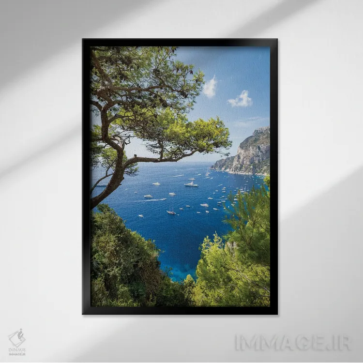 تابلو دکوراتیو Gulf Of Naples, Campania, Italy,تعطیلات تابستانی در جزیره کاپری… اثر یان بکه - نمای قابدار مشکی