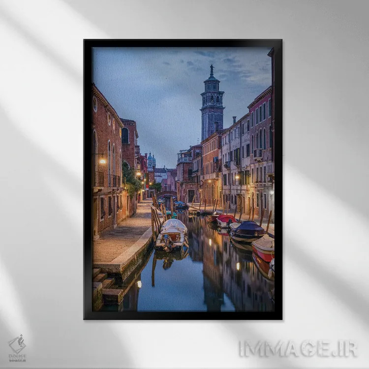 تابلو دکوراتیو Dorsoduro, Venice, Italy,رود سان برنابا، دورسودورو، ونیز، ایتال… اثر یان بکه - نمای قابدار مشکی