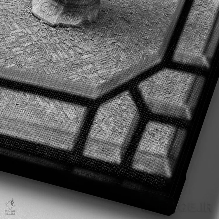 تابلو دکوراتیو درخت بونسای کاج به عنوان باغ اثر یان بکه - نمای نزدیک بافت بوم