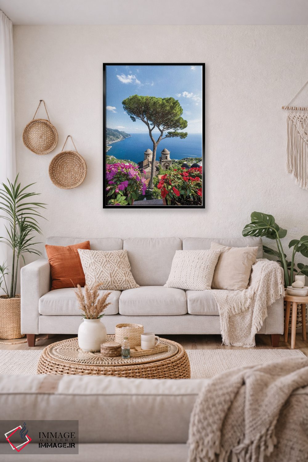 تابلو دکوراتیو باغ ویلا روفولو در تابستان، راولو، جزیره کاپری، ایتالیا اثر یان بکه - D2B
