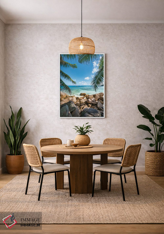تابلو دکوراتیو Anse Lazio, Praslin Island, Seychelles,صخره های طبیعی با درختان… اثر یان بکه - D2W
