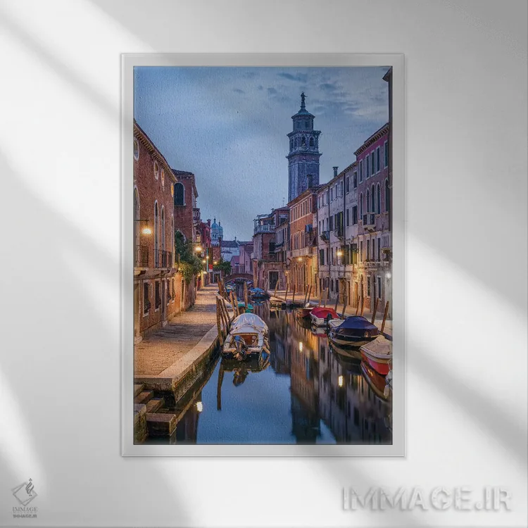 تابلو دکوراتیو Dorsoduro, Venice, Italy,رود سان برنابا، دورسودورو، ونیز، ایتال… اثر یان بکه - نمای قابدار سفید