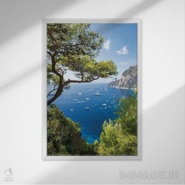 تابلو دکوراتیو Gulf Of Naples, Campania, Italy,تعطیلات تابستانی در جزیره کاپری… اثر یان بکه - نمای قابدار سفید