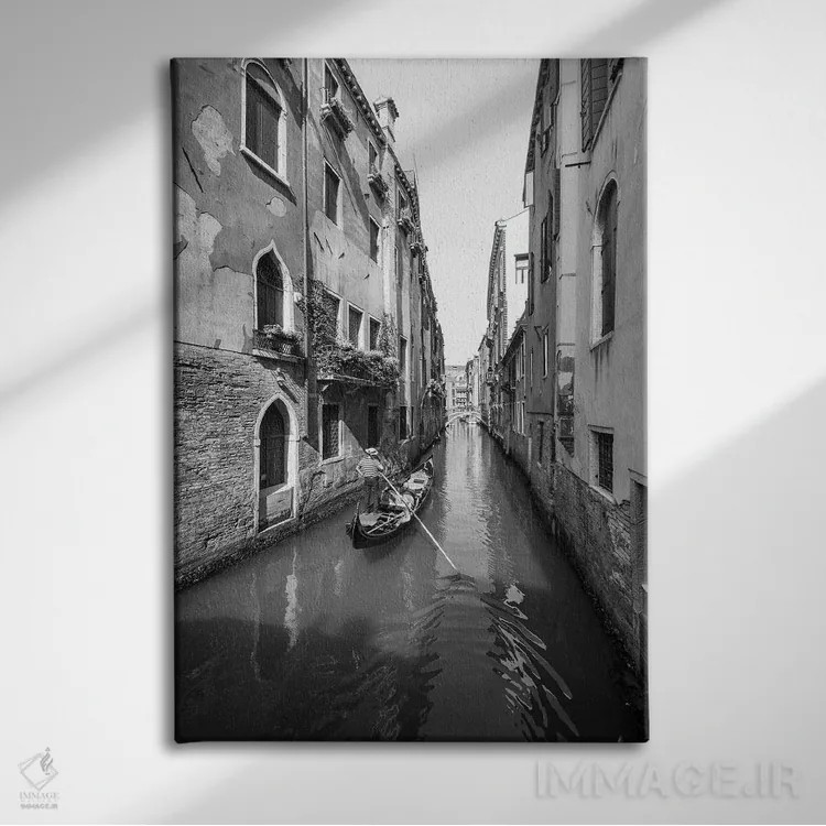 تابلو دکوراتیو Italy,سواری گوندولا در یک کانال ونیز، ایتالیا اثر یان بکه - نمای روبهرو روی دیوار