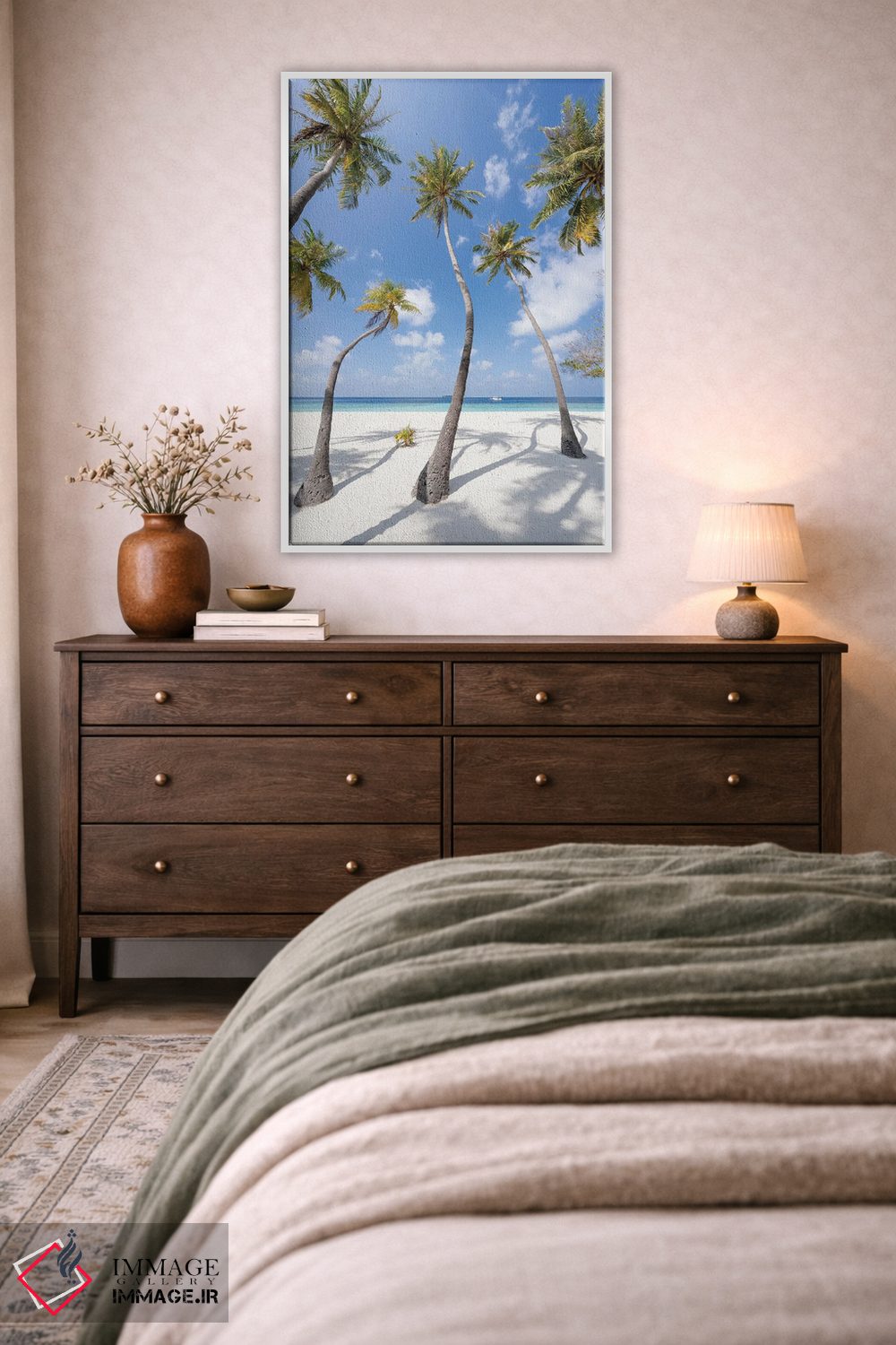 تابلو دکوراتیو Maldives,درختان نخل در ساحل، مالدیو اثر یان بکه - D2W