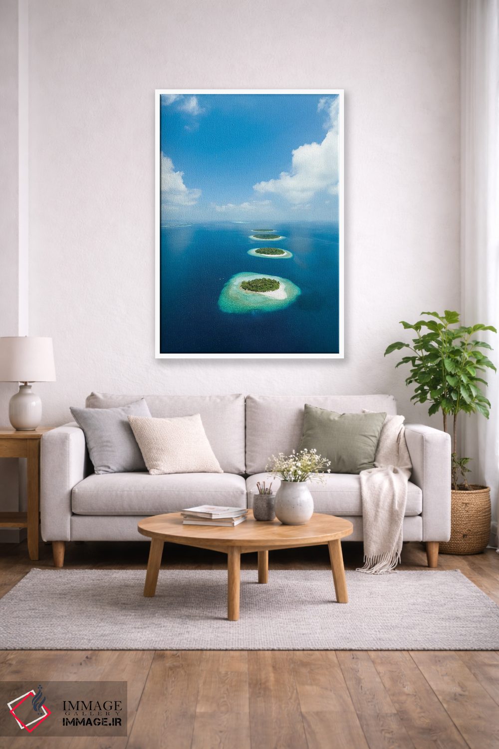 تابلو دکوراتیو نمای هوایی از آتول با در مالدیو اثر یان بکه - D1W