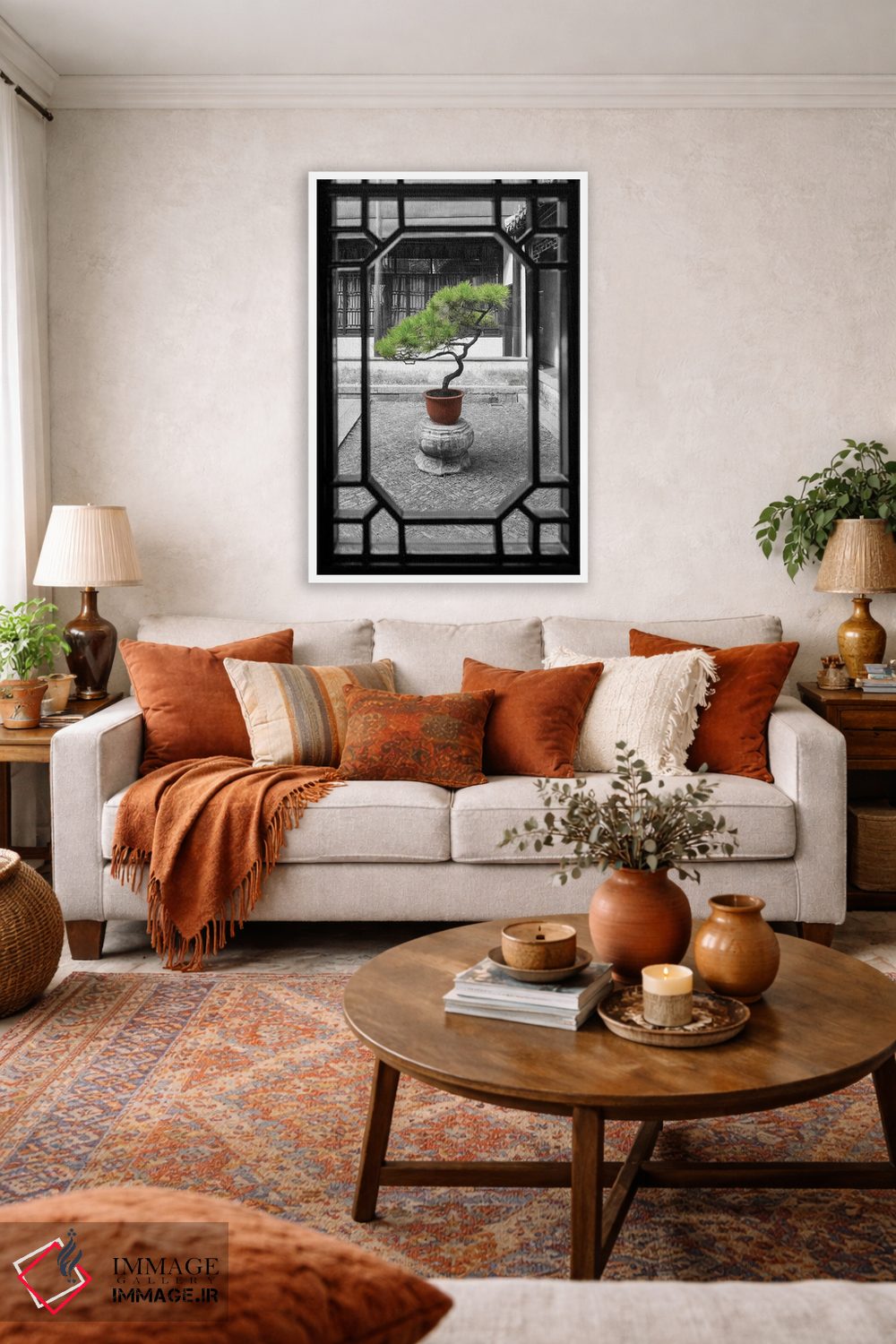 تابلو دکوراتیو درخت بونسای کاج به عنوان باغ اثر یان بکه - D3W